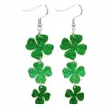 Groene glitter acryl klaverblad hangende oorbellen voor vrouwen St Patricks Day sieraden - Groen Klavertje Vier Kwastjes Stijl