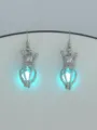 Glow in the dark crown cage earrings, luminous fashion drop earrings for women daily wear. - Crown + Blue-green Luminous