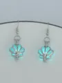 Glow in the Dark Shell Caged Earrings Luminous Silver Hook Dangle Jewelry Gift for Women - NY1028 Scallop + Blue-Green Glow