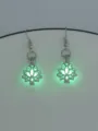 Leuchtende Lotosblüte Ohrringe silberfarben hohel Glow in the Dark Ohrhänger Damen - NY1052 Lotussee mit gelbgrünem Leuchten
