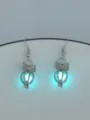 Silberne Eule hohle leuchtende Ohrringe, moderner trendiger Schmuck fuer Damen Alltag wear. - Eule + Blaugrün Leuchtend