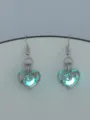 Leuchtende Herz Ohrringe Silber Haken hohle Liebe Anhänger Schmuck Nachtleuchten Variante - Herz + Blaugrün Leuchtend