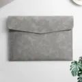 Graue A4 Dokumententasche aus Leder, professioneller Aktenordner mit Magnetverschluss. - Grau