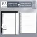 B5 loose leaf notebook set with black and white cover, lined refills, durable student diary. - Lined Style / B5 / 2 Covers + 2 Refills / Black Plus White