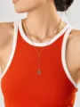 Splendida collana a clavicola multistrato con ciondolo a stella e stella rossa donna. - Pentagramma del Sole (NZ1470)