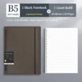 B5 loose leaf notebook with black cover and lined refill pages, 120 pages for school office. - Lined Style / B5 / 1 Cover + 1 Refill / Black