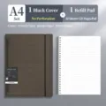 A4 loose leaf notebook set with PP binder cover and 120 pages lined refill paper black. - Lined Style / A4 / 1 Cover + 1 Refill / Black