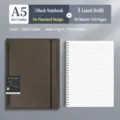 A5 Loose Leaf Notebook Set Black Cover with Lined Refill Pages 60 Sheets 120 Pages - Lined Style / A5 / 1 Cover + 1 Refill / Black