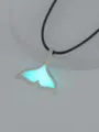 Glow in the dark whale tail pendant necklace for women, summer beach style jewelry gift. - Fish Tail Blue-Green Glow (NY934)