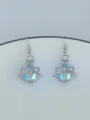 Silberfarbene, hohle Lotusblumen-Ohrringe mit leuchtend blauen Perlen für Damen und Mädchen. - NY983 Großer Lotus mit himmelblauem Leuchten
