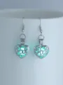 Leuchtende Herz Ohrringe mit Nachtlicht Effekt und filigranem Love Ausschnitt in Silber Optik - NY988 LOVE-Herz + Blaugrün Leuchtend