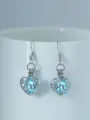 Leuchtende Herz Ohrringe blaue Perle hängende Ohrringe für Damen Modeschmuck Accessoire - NY989 LOVE-Herz + Himmelblau Leuchtend