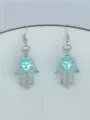 Leuchtende Hamsa Hand Ohrhänger Böser Blick Glühend Schmuck Legierung Ohrringe Damen Geschenke - Hamsa Hand + Blaugrün Leuchtend