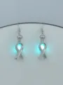 Leuchtende Band Ohrhaken, stilvoller silberner Modeschmuck für Damen und Mädchen. - NY994 Schal + Blaugrün Leuchtend