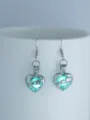 Silberfarbene leuchtende Herz Elefanten Käfig Ohrhänger für Damen Mode Schmuck. - NY1004 Herz-Bär + Blaugrün Leuchtend