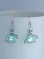 Leuchtende Bären Käfig Ohrringe silberne Legierung Nachtleuchtend Schmuck Geschenk Damen - NY1012 Großer Bär mit blaugrünem Leuchten
