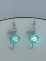 Leuchtende Flamingo Ohrringe Silber Farbe Mode Schmuck Nacht Nachtleuchtend Geschenk - NY1014 Strauß mit blaugrünem Leuchten