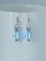 Silberfarbene leuchtende Herz Hohlkaefig Ohrhaenge, Nachtleuchtender Schmuck Variante. - NY1019 Herzlaterne mit himmelblauem Leuchten