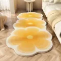 Acogedora alfombra de pasillo floral, suave felpudo de dormitorio efecto cachemira. - 40*60cm [muestra] / Flor amarillo crema degradada