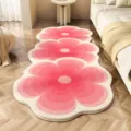 Alfombra de noche floral rosa de felpa, suave antideslizante estética para dormitorio - 40*60cm [muestra] / Flor rojo baya degradada
