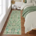 Vintage floral runner rug for hallway bedroom non-slip green botanical floor carpet mat - Floral Washing Machine Mats — 5