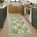 Vintage botanical floral kitchen runner rug, non-slip absorbent floor mat for home decor. - Floral Washing Machine Mats — 6