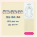 Set de uñas postizas de pies de verano con diseño de pedrería floral, 24 piezas uñas postizas. - 3XM1-14368 / 24 Piezas por Paquete