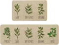 Kitchen mat set featuring botanical prints, absorbent and oil-proof rug for home use. - Spring Small Flowers 1