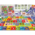 Alfombra educativa para niños con alfabeto, lengua de signos y letras de colores vivos. - 40*60cm / Palabras de dibujos animados -