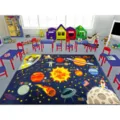 Alfombra educativa del sistema solar para dormitorio infantil sala de juegos decoración - 40*60cm / Planeta de dibujos animados-
