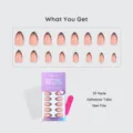 Short almond press-on nails with tiger stripe French tip design, 30pcs set with file. - Leopard French (1XB1-14001) / 32 Pieces/Pack