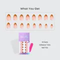 Almond press-on false nails with chic tiger print french design, 30pcs set with file and tabs. - Short Almond Style (1XB1-14003) / 32 Pcs/Box (With Tools) / Nude Leopard Print