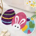Conejito de Pascua y huevos coloridos alfombra de felpa artificial, detalle de alfombra de baño y entrada. - 40*60cm / Pascua-2