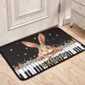 Easter rabbit doormat detail view, featuring cute bunny and piano keys pattern for home decor. - 40*60cm / Easter Doormats-2