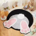 Vista detallada de alfombra con cola de conejo de Pascua, alfombra suave para decoración. - 40*60cm / Pascua-4