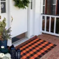 Alfombra de puerta a cuadros naranja y negro antideslizante para entrada porche decor - 50*80cm / Cuadros - 1