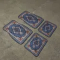 Vintage Nordic 4-piece car floor mat set, anti-slip blue oriental rug design for auto interior - Goo Car Floor Mats - 14