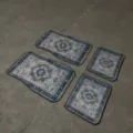 Vintage Nordic style 4-piece car floor mat set, anti-slip blue retro carpet pattern. - Goo Car Floor Mats - 15
