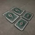 Vintage retro green 4-piece car floor mat set, stylish non-slip interior protection mats. - Goo Car Floor Mats - 16