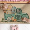 Easter doormat cute holiday truck eggs entrance mat non slip thick cozy floor mat - Easter Doormats-10