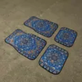 Vintage Nordic style blue car floor mats 4-piece set, anti-slip and durable for interior. - Goo Car Floor Mats—19