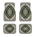 Vintage Nordic 4-Piece Car Floor Mat Set Green Antique Oriental Rug Pattern Anti-Slip - Goo Car Floor Mats—21