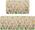 Watercolor floral kitchen floor mat set with vibrant tulips and lavender for home decor. - Spring Small Flowers 8