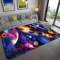 Modern 3D space universe area rug for living room bedroom vibrant star galaxy mat - 50*80cm / Cosmic Planet Series (3)