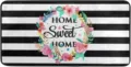 Detailed view of floral kitchen rug featuring black and white stripes and sweet home text - 50*80+50*120 / Spring Small Flowers 11