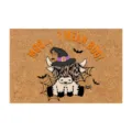 Halloween Highland Cow Doormat Funny Witch Hat Front Door Mat Non-Slip Entrance Rug - Wsj-3