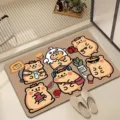 Alfombrilla de baño de diatomita con osito de dibujos animados, antideslizante para ducha. - 40*60cm / Oruga oso linda - 3