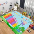 Vista detallada de la alfombra educativa infantil con tabla de multiplicar y simpático elefante. - 0822-Educación temprana de dibujos animados 12
