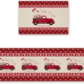 Valentine's Day kitchen floor mat non-slip red truck heart pattern indoor door runner rug - 40*60cm Doormat Size / RZ Festivals 3