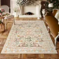 Tappeto da soggiorno floreale vintage antiscivolo, tappeto retrò facile da pulire per casa. - 40x60cm Velluto di Cristallo / JQ-fiori vintage americani-1